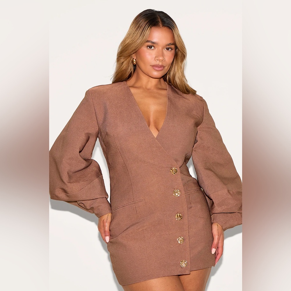 Prettylittle thing mocha cocoon blazer dress
